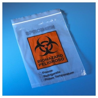 12x15" Biohazard bag zip lock cs/1000