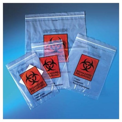 6x9" Biohazard Bag, Zip lock cs/1000